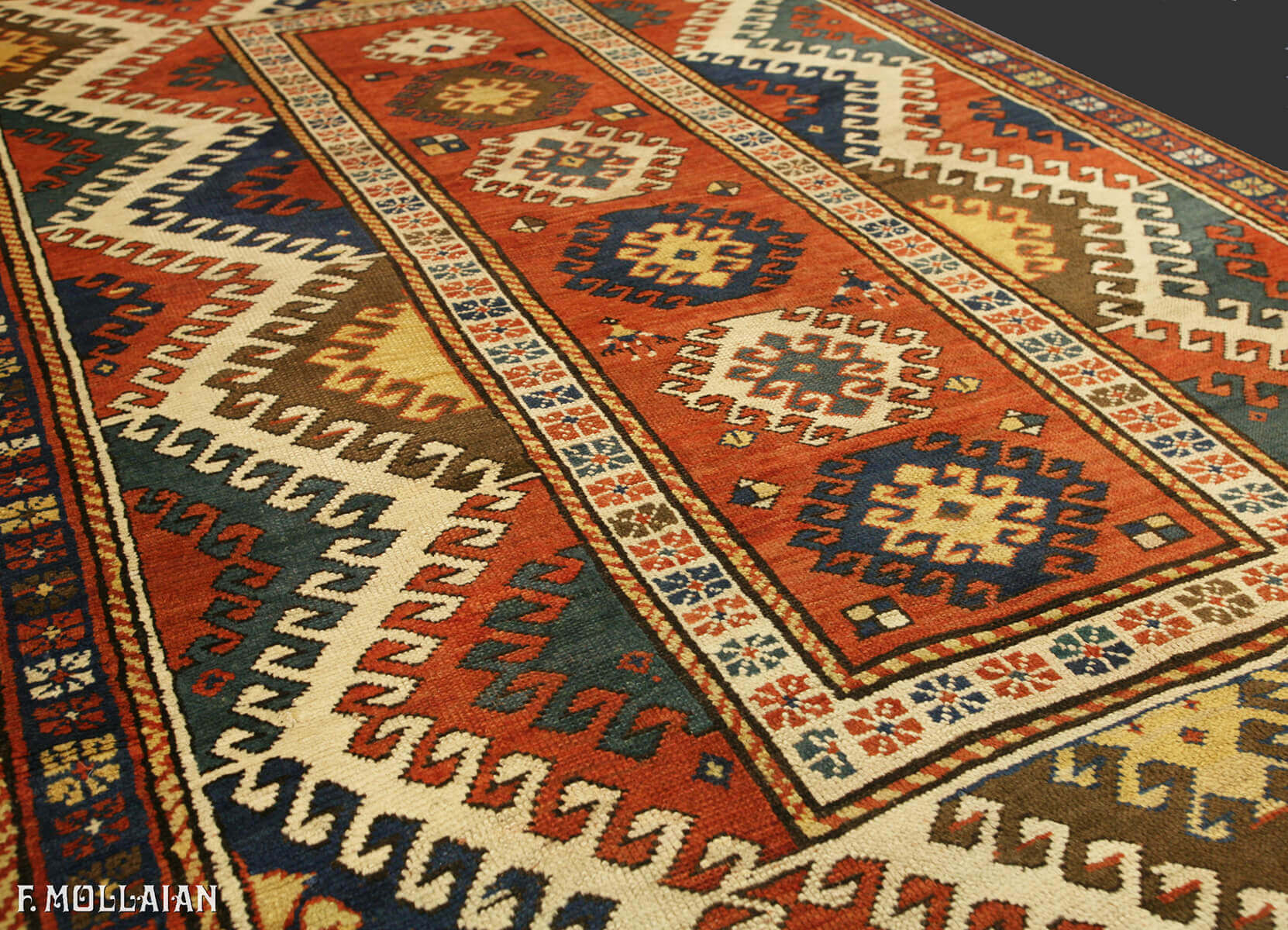 Antique Caucasian Kazak Borchalu Rug (220x153 cm)